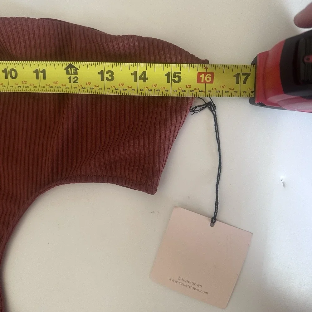 Superdown Strapless‎ Cut Out Bandeau Rust Festival Resort Vacation Sexy Club NWT